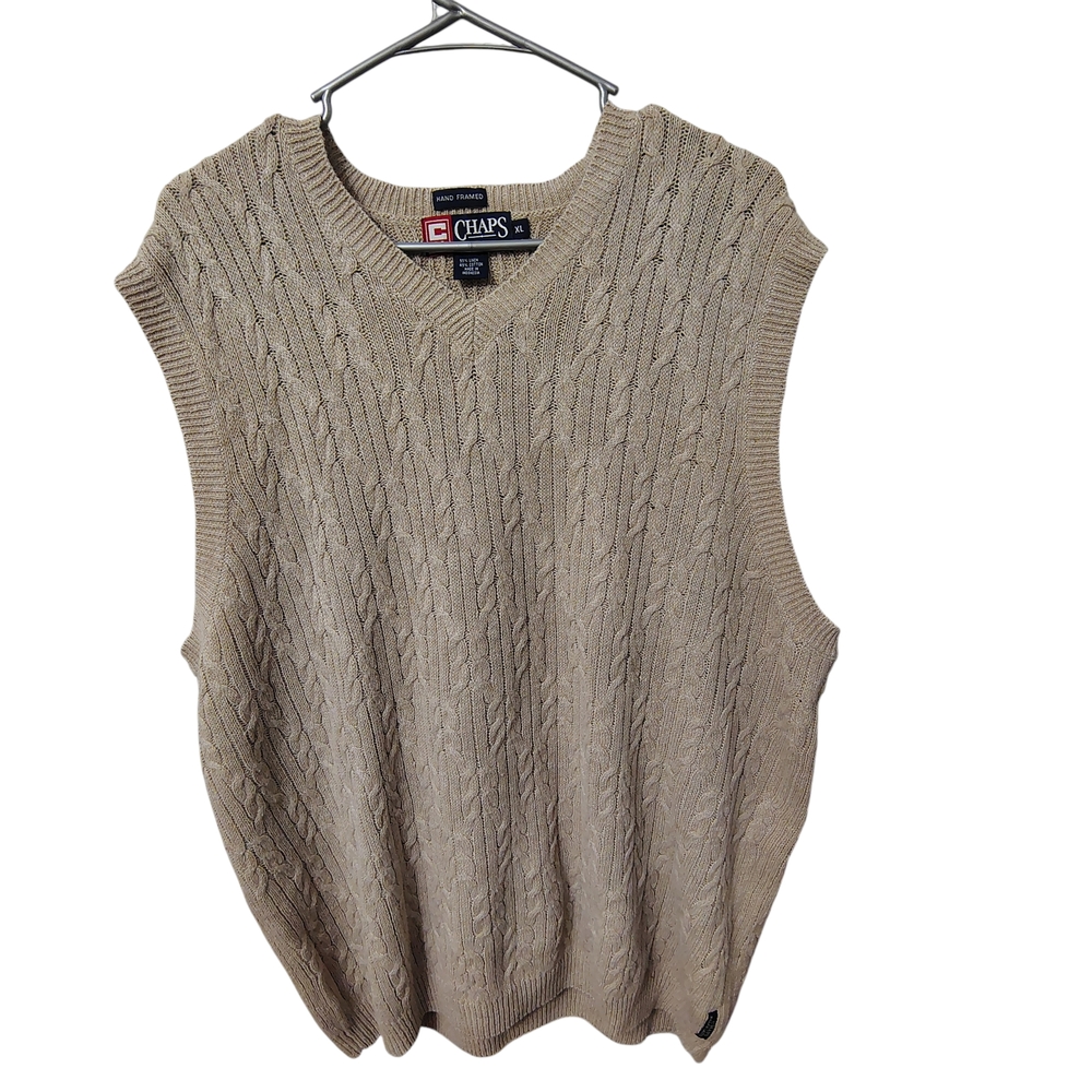 Ralph Lauren Chaps Sweater Knit Vest Men’s XL Linen Cotton Golf Preppy